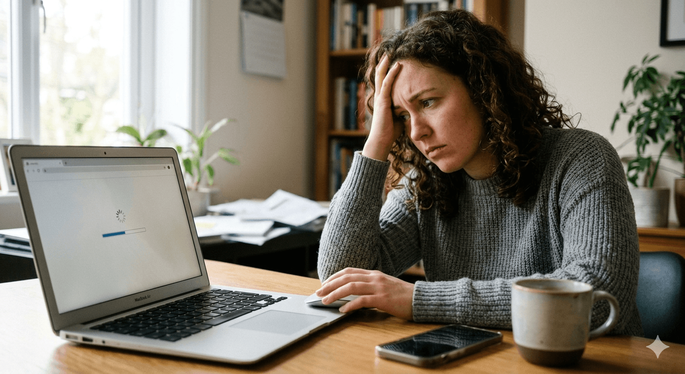 Ecommerce website issue review on a laptop